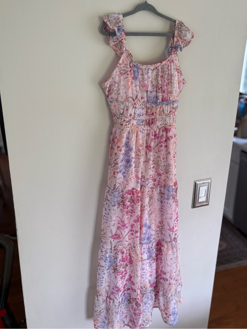 Speechless Girls Pink Floral Maxi Dress with Lavender Accents